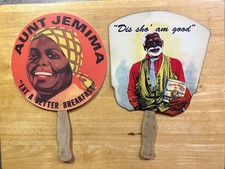 Vintage Hand-Held Black Americana Advertising Fans~Lot of 2 picture