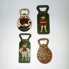 Lot of 4 Vintage Enamel Metal Souvenir Bottle Openers, Greece Breweriana picture