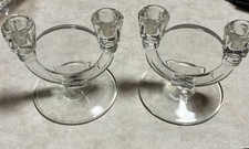 Vintage Indiana No. 300 Crystal Two-Light Candlestick Pair Decor  picture