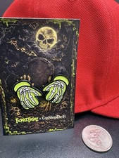 BonezBrimz x CopShopThrift Glow Skeleton Hands Hat Pin Blip Rare Horror picture