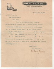 1892 Ross Turner Shoes Boots Boston, MA  Illustrated Letterhead picture
