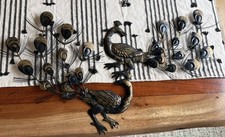 VTG Peacock Bird MCM Mid Century Tin Metal  Wall Hangings Pair Lot Of 2 picture
