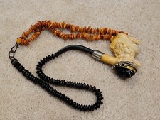 RARW VINTAGE CERAMIC ORNATE DECORATED PIPE VICTORIAN LADY Necklace  picture