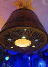 Tiki lamp light barrel bar swag Tropical lighting Tiki bahooka style Vtg Tapa picture