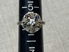 Vintage 14K White Gold Order of the Eastern Star Masonic Ring Size 6 Art Deco picture