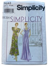 Simplicity 8643 Sewing Pattern Size 16-18-20 Retro Deco 1920s Bias Dress UNCUT picture