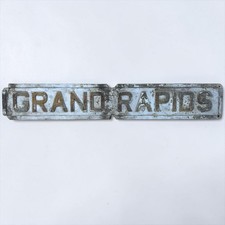 Vintage Grand Rapids Michigan Advertising Metal Railroad Sign Train Trolley Car picture