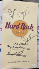THE RAMONES: Joey Johnny CJ Marky Signed x4 HARD ROCK Hotel CAFE 10x18