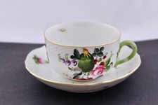 VTG HEREND HUNGARY FRUITS AND FLOWERS FLAT CUP AND SAUCER HAND PAINTED – MINT #6 picture