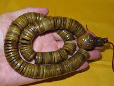 Tibetan 108 Miter Cut Button Shaped Kapala Yak Bone Mala Prayer Bead (b12) picture