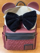 NEW Disney Parks Loungefly Maroon LF MINNIE QUILTED Mini Backpack Bag Bow NWT picture