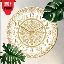 Baroque Mandala Chain Border Engraved Clock Dial Face Round Metal Tin Sign picture