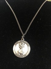 Vtg Malco Sterling Silver St. Christopher Pendant / Charm silvertone Chain picture