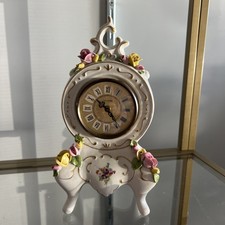 Vintage Crown N Handarbeit Capodimonte Style Porcelain Floral Clock German picture