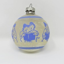 Vintage Carolers Stenciled Glass Christmas Ornament ~ 2-1/2