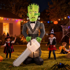 8FT Green Halloween Inflatables Blow up Chainsaw Frankenstein picture