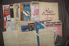 Vintage 1920s-1930s Sheet Music Lot + Handwritten Pages – Poor Condition picture