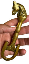 Antique Vintage Brass Horse Head Horseshoe Bottle Opener Equestrian Barware picture