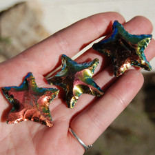 ONE 1.25in Titanium Aura Obsidian Star, Hand Knapped Crystal Stars picture