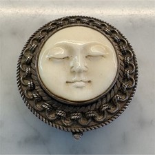 Vintage Sajen, 925 Sterling Silver, Hand-Carved Moon Goddess Trinket Box picture