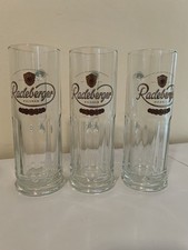 Pilsner German beer stein Vtg Radeberger Glass .4L Gold Sahm 3 bar man cave picture