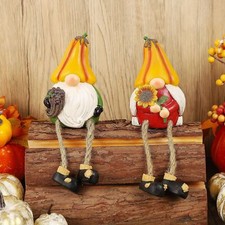 Lulu Home Thanksgiving Figurines, 2 Pack Resin Gnome Shelf Sitters with Dangl... picture