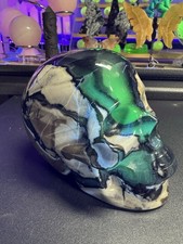 8281 Volcano Agate Skull Trapped Uranium Uv Reactive 3.6”T 3.3”W 5.2”L 3 Lbs. picture