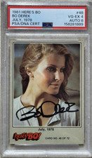 1981 HERE'S BO #48, “July 1978” Bo Derek Signed on Card Graded PSA 4 AUTO 8 picture