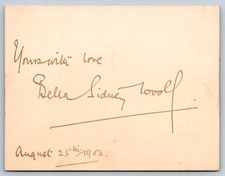 1903 AUTOGRAPH card BELLA SIDNEY WOOLF author & sister in law of VIRGINIA WOOLF picture