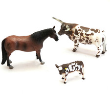 Big Country Toys Longhorn Cow Calf Horse Farm Ranch Barn Figure Animal Lot picture