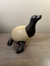 STUNNING Gabriella Binazzi Italian Silvered Ostrich Egg Sea Lion Sculpture picture