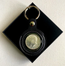 1964 Silver Kennedy Half Dollar in Premium PU Leather Keychain – Gift Box Incl. picture