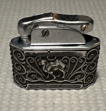 Vtg MYON AUTOLUX 201 French Petrol Lighter Art Deco Chrome Sleeve Camel Arabic picture