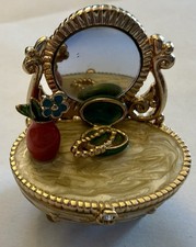 Vintage Monet Collectible Enamel Vanity Dresser Mirror Trinket Box picture