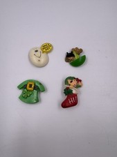 Lot of 4 Vintage Plastic Pins Egg- Have a Grade A Day, Pot Of Gold, Elf Stocking picture