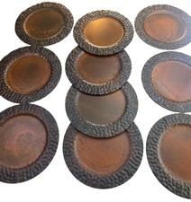Jan Barboglio Double Hammered Charger Plate 14” Natural Finish Set Of 10 Rustic picture