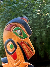 Northwest Coast Native Wolf carving with abalone picture
