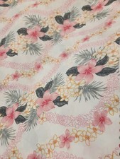 Sold Bt Yard Pink Grey White Floral 100% Cotton David Textiles Clothing Quilting picture