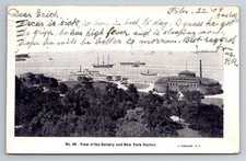 NY, NYC, New York Harbor, Battery, Aerial View, Vintage Postcard picture