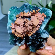 271G Natural  Blue Green Fluorite Calcite Copper Mineral Sample/Jiangxi picture