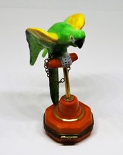 LIMOGES FRANCE BOX - CHAMART - VINTAGE PARROT CHAINED ON A PERCH - BIRDS picture