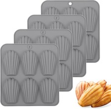 4-Pack Madeleine Pan, 6-Cavity Shell Mold, Nonstick, Oven-Safe, Grey picture