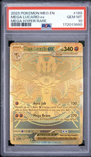 Mega Lucario ex 188/132 Pokemon MEG EN Mega Hyper Rare PSA 10 Gold Full Art Holo picture