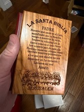 Olive Wood Good News Bible Catholic Edition with Holy Oil Holy Water Spanish picture