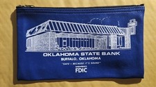 Vintage Oklahoma State Bank Buffalo OK Zipper Deposit Money Bag FDIC Blue Pouch picture
