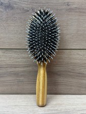 Vintage Bass Model 849 Large Oval Wild Boar Bristle + Nylon Pin Bamboo Brush picture