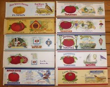 10 ORIGINAL TIN CAN LABELs C1910-1920 VINTAGE MARYLAND 4H VIENNA TRAPPE FALLSTON picture