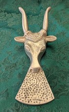 Vtg. Cast Aluminum Metal Bull Steer Boot Jack Door Stop Preowned picture