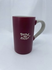 Good Karma Life Is Good Coffee Mug Red Tan Hand Stamped Slim Ceramic Cup Mug picture
