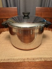 Vtg Revere Ware 6 Qt Quart Stock Pot Copper Bottom 1801 With Lid Clinton, Ill picture